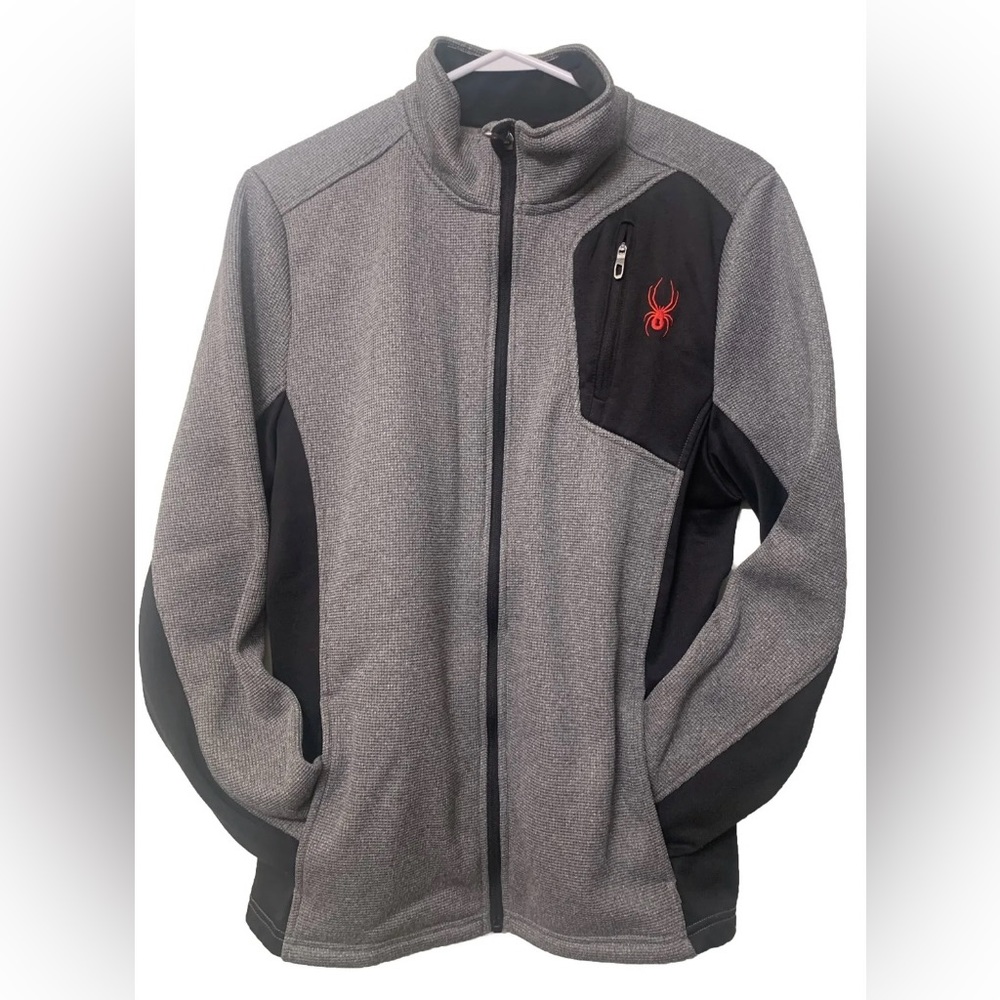 Spyder Gray Full Zip Sweater Jacket Mens Medium Fleece Lightweight